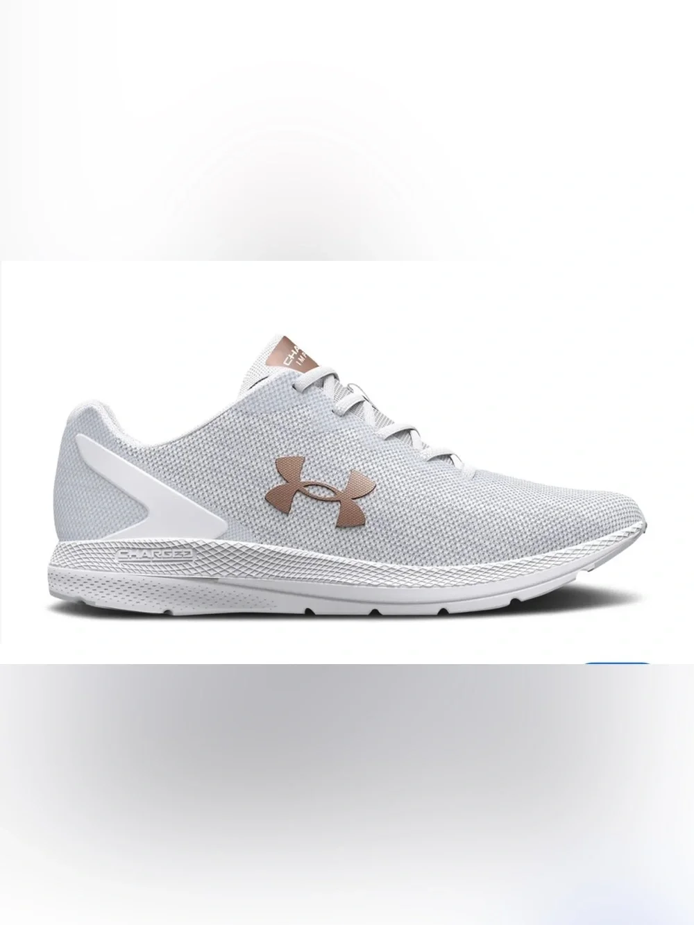 Under Armour Women’s White and Rose Gold Running Sneakers Size 10